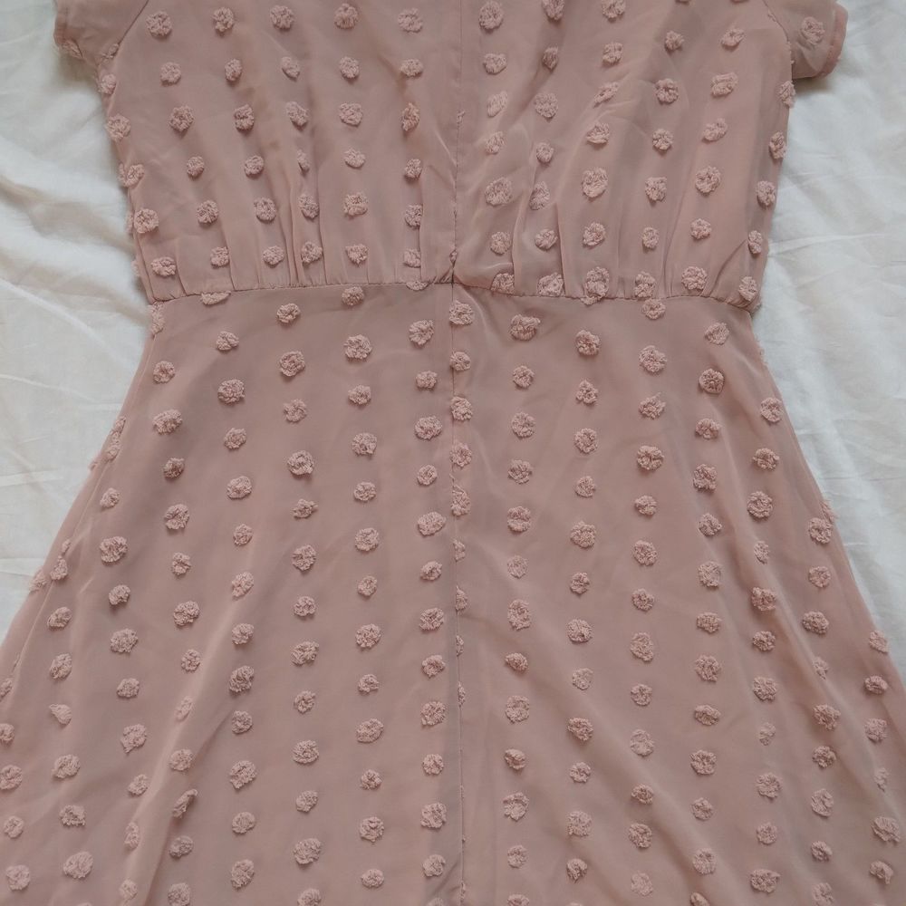BaeVely Pink Swiss Dot V-neck Dress Cottagecore Coquette Fairy Womens Medium - Picture 11 of 12